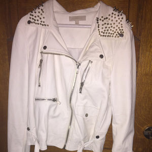 Custom White Studded Motorcycle Jacket